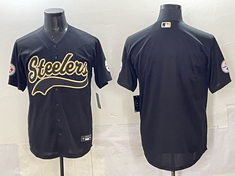 Men 2025 Nike Pittsburgh Steelers Blank Black Joint Name  Limited NFL Jersey style 043